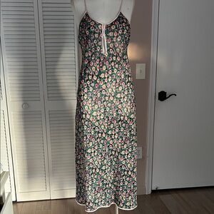 Vintage Floral see through maxi with satin trim in pink size small